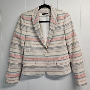 Tommy Hilfiger Striped Cream & Coral Women's Blazer Jacket